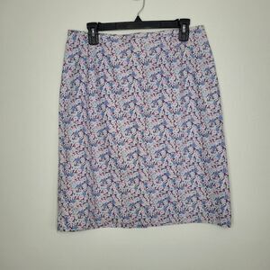 Vintage 90s Cherokee purple blue ditsy floral print short preppy skirt size 14